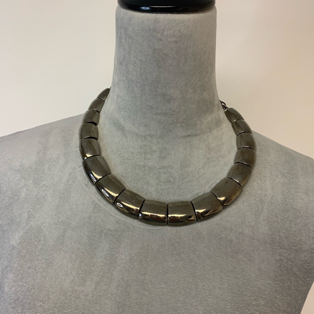 Necklace set with pierced earrings silver tone edgy choker grunge goth